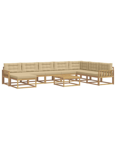 Set di divani da esterno 9 pcs Bianco e Beige