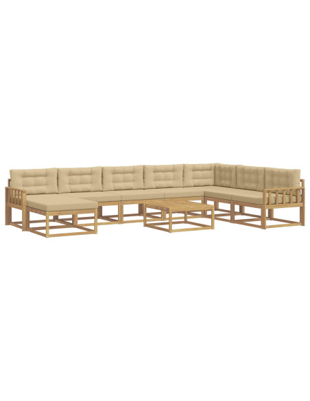 Set di divani da esterno 9 pcs Bianco e Beige