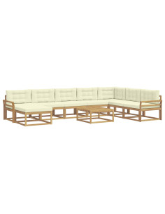 Set di divani da esterno 9 pcs Bianco e Crema 2