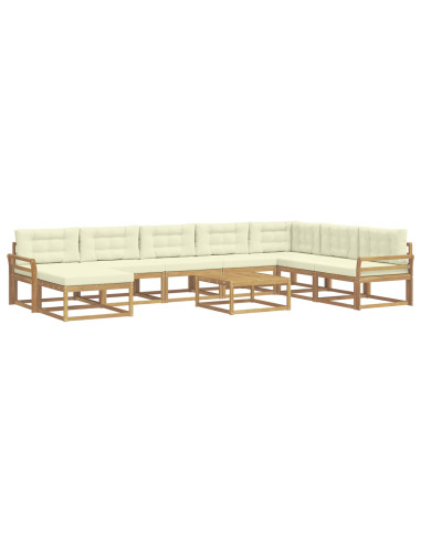 Set di divani da esterno 9 pcs Bianco e Crema