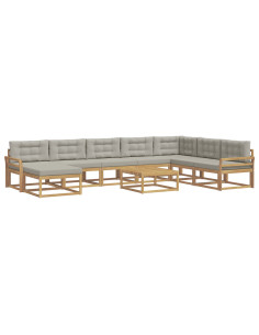 Set di divani da esterno 9 pcs Bianco e Grigio Chiaro 2