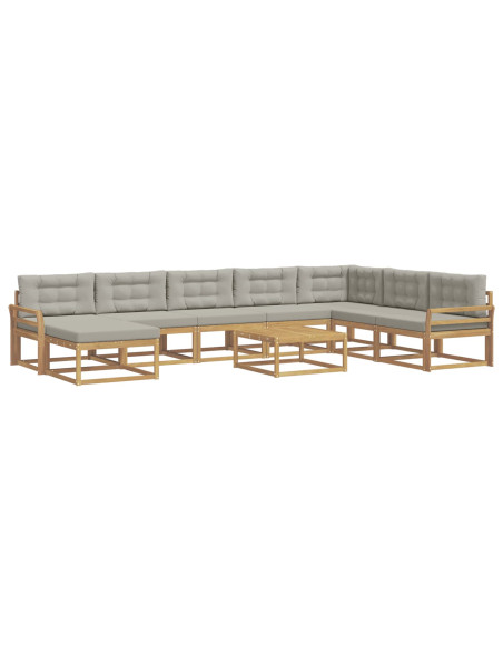 Set di divani da esterno 9 pcs Bianco e Grigio Chiaro