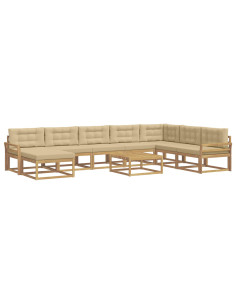 Set di divani da esterno 9 pcs Bianco e Beige 2