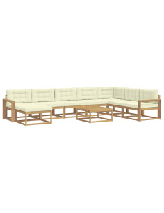 Set di divani da esterno 9 pcs Bianco e Crema 2