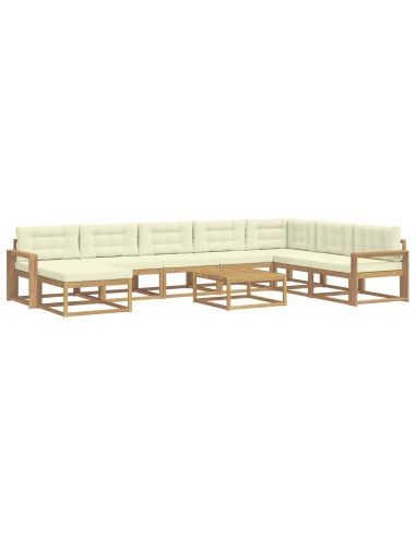 Set di divani da esterno 9 pcs Bianco e Crema