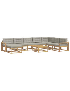 Set di divani da esterno 9 pcs Bianco e Grigio Chiaro 2
