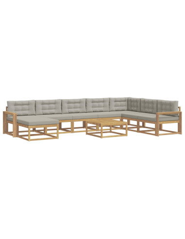 Set di divani da esterno 9 pcs Bianco e Grigio Chiaro