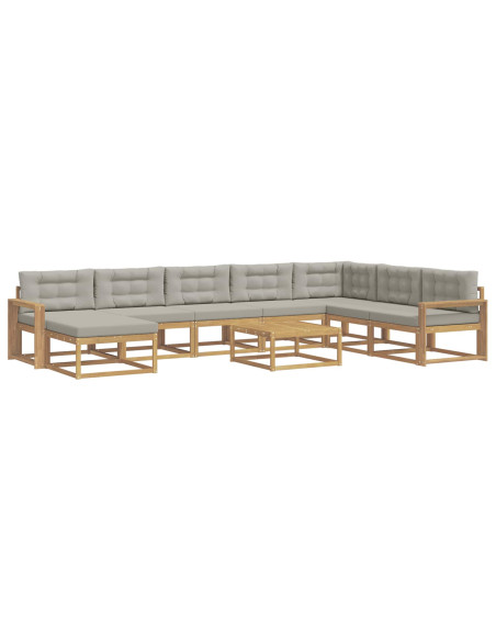 Set di divani da esterno 9 pcs Bianco e Grigio Chiaro