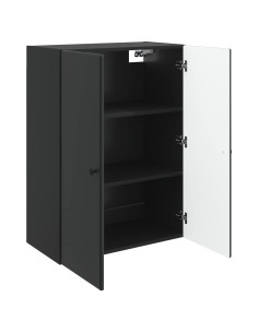 Mobiletto a muro Nero 66 x 34,5 x 90 cm Legno ingegnerizzato 2