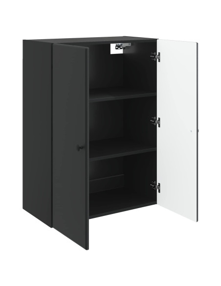 Mobiletto a muro Nero 66 x 34,5 x 90 cm Legno ingegnerizzato