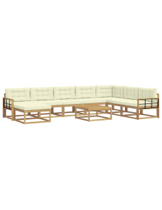Set di divani da esterno 9 pcs Bianco e Crema 2