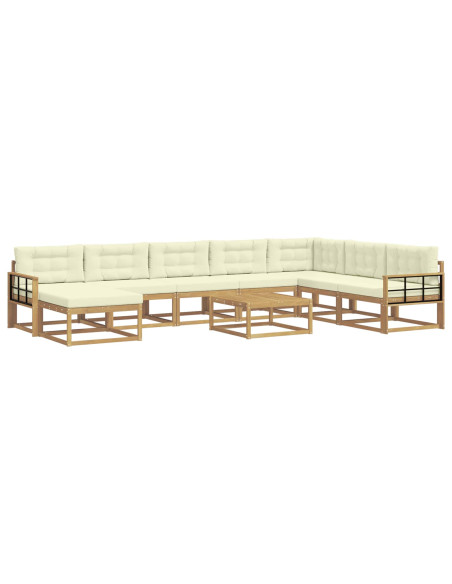 Set di divani da esterno 9 pcs Bianco e Crema