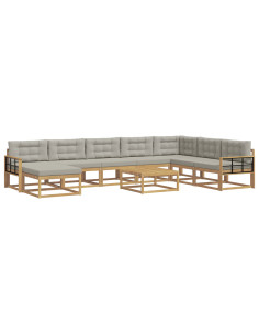 Set di divani da esterno 9 pcs Bianco e Grigio Chiaro 2