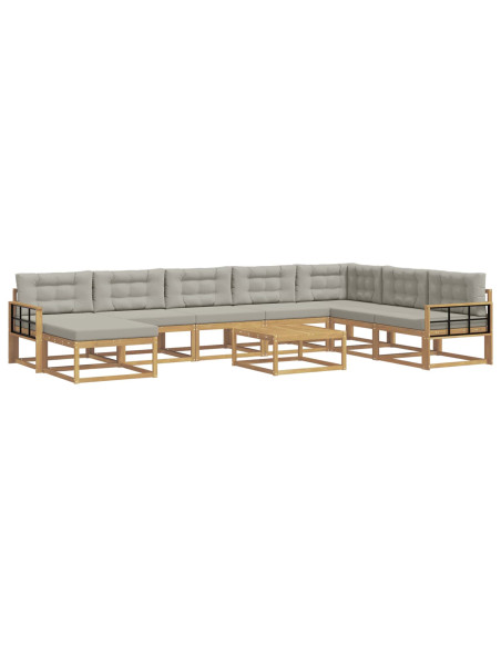 Set di divani da esterno 9 pcs Bianco e Grigio Chiaro