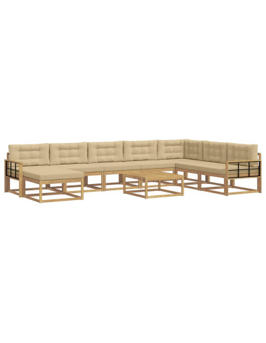 Set di divani da esterno 9 pcs Bianco e Beige