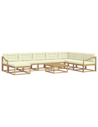 Set di divani da esterno 9 pcs Bianco e Crema
