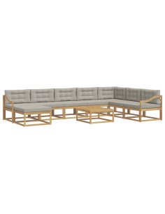 Set di divani da esterno 9 pcs Bianco e Grigio Chiaro 2