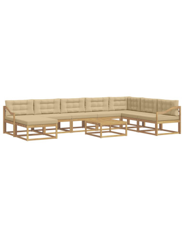 Set di divani da esterno 9 pcs Bianco e Beige