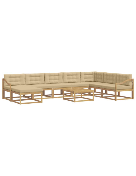 Set di divani da esterno 9 pcs Bianco e Beige