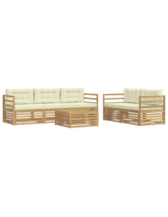 Set di divani da esterno 6 pcs Bianco e Crema 2