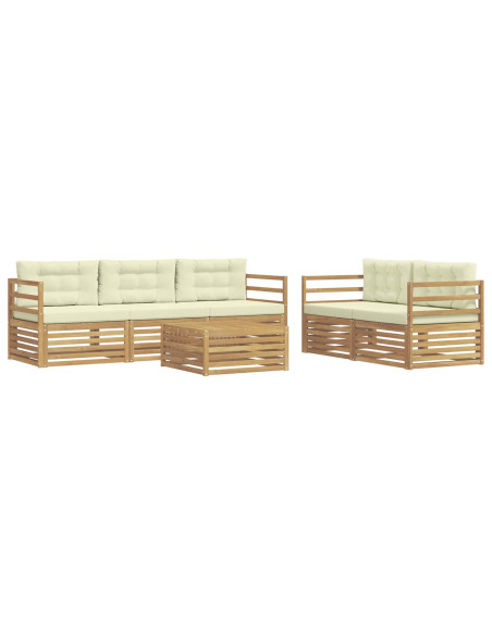 Set di divani da esterno 6 pcs Bianco e Crema