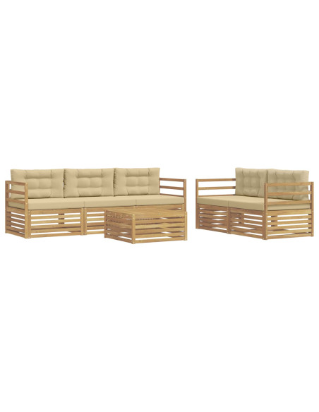 Set di divani da esterno 6 pcs Bianco e Beige