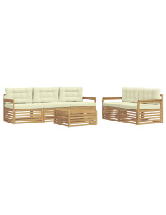 Set di divani da esterno 6 pcs Bianco e Crema 2