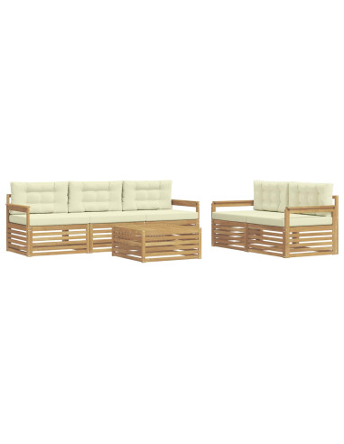 Set di divani da esterno 6 pcs Bianco e Crema