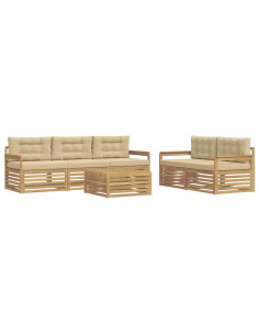 Set di divani da esterno 6 pcs Bianco e Beige 2
