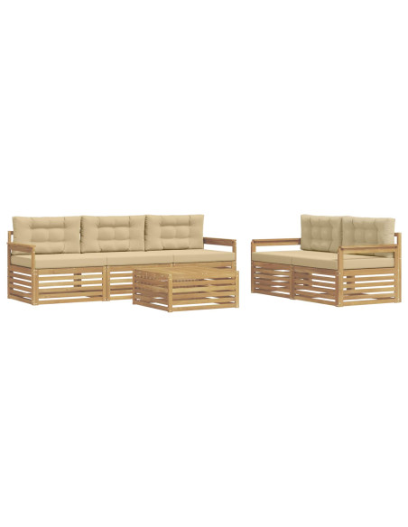 Set di divani da esterno 6 pcs Bianco e Beige