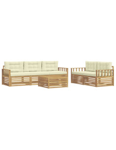 Set di divani da esterno 6 pcs Bianco e Crema 2