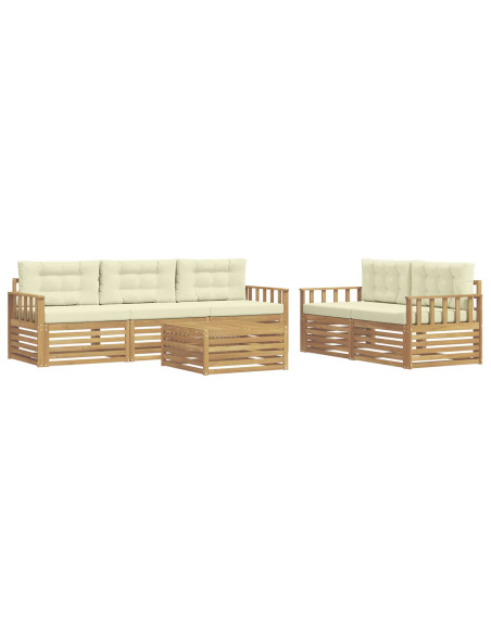 Set di divani da esterno 6 pcs Bianco e Crema