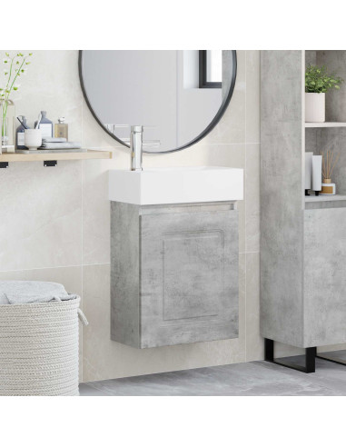 Mobile bagno con rubinetto Grigio Cemento 45,5 x 22,5 x 84 cm