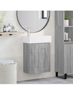 Mobile bagno con rubinetto Sonoma grigio 45,5 x 22,5 x 84 cm