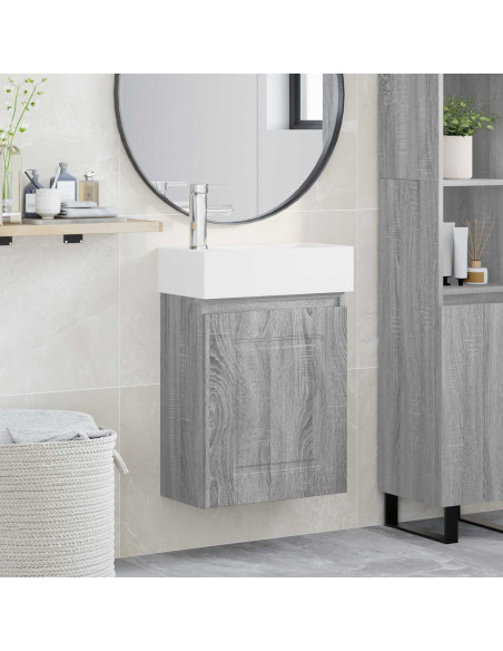 Mobile bagno con rubinetto Sonoma grigio 45,5 x 22,5 x 84 cm