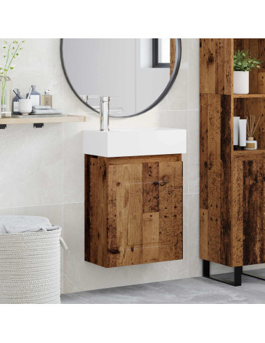 Mobile bagno con rubinetto Legno antico 45,5 x 22,5 x 84 cm
