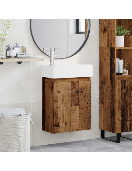 Mobile bagno con rubinetto Legno antico 45,5 x 22,5 x 84 cm