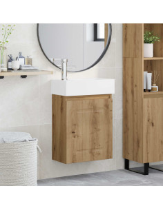 Mobile bagno con rubinetto Rovere Artigianale