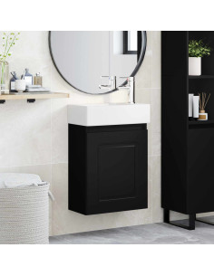 Mobile bagno con rubinetto Nero 45,5 x 22,5 x 84 cm