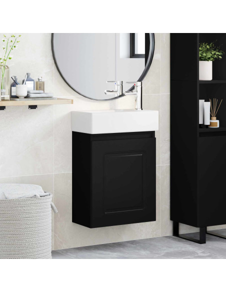 Mobile bagno con rubinetto Nero 45,5 x 22,5 x 84 cm