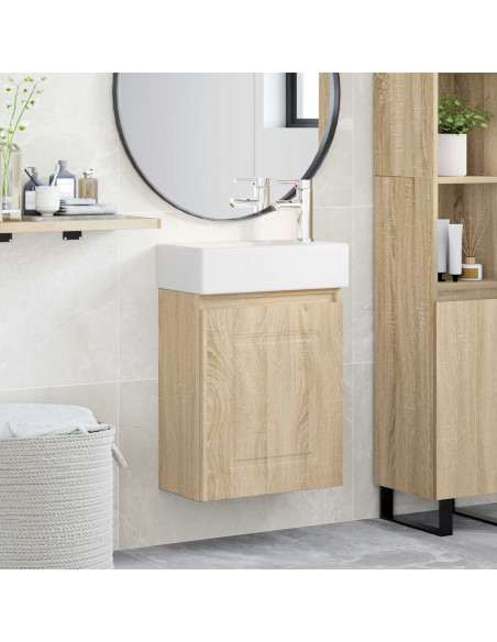 Mobile bagno con rubinetto Rovere Sonoma 45,5 x 22,5 x 84 cm