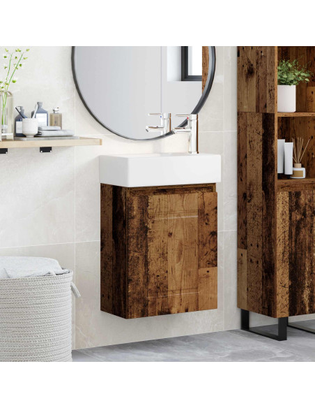 Mobile bagno con rubinetto Legno antico 45,5 x 22,5 x 84 cm