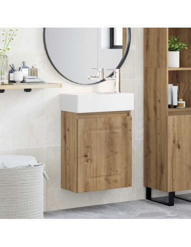 Mobile bagno con rubinetto Rovere Artigianale