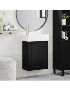 Mobile bagno con rubinetto Nero 45,5 x 25,5 x 84 cm