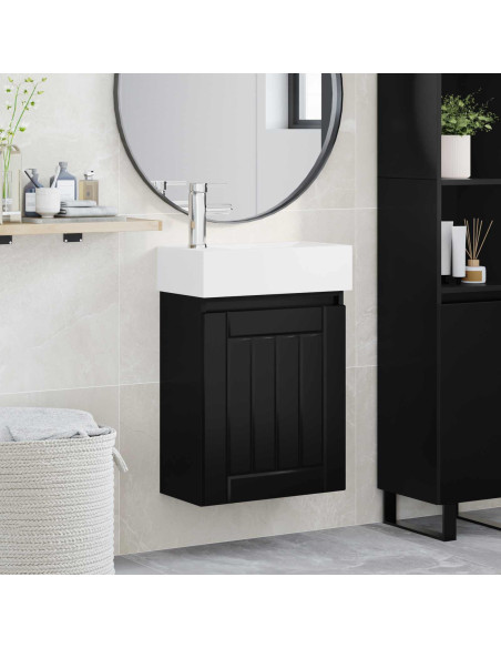 Mobile bagno con rubinetto Nero 45,5 x 25,5 x 84 cm