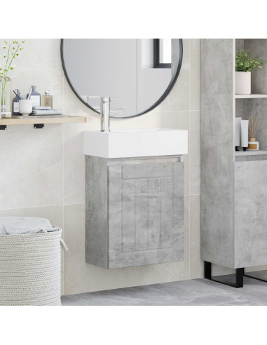 Mobile bagno con rubinetto Grigio Cemento 45,5 x 25,5 x 84 cm