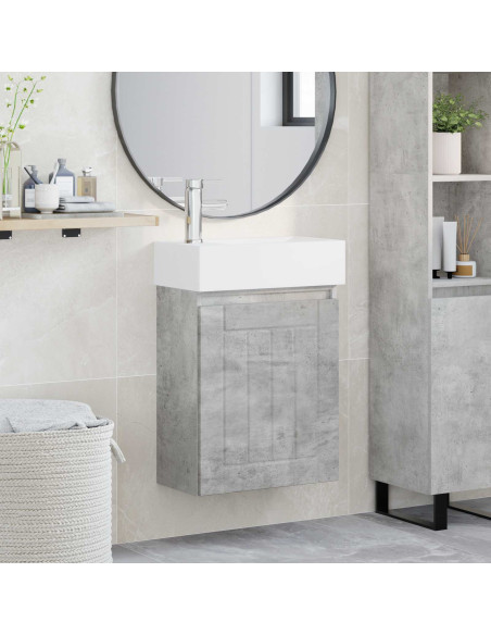 Mobile bagno con rubinetto Grigio Cemento 45,5 x 25,5 x 84 cm