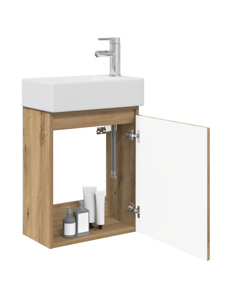 Mobile bagno con rubinetto Rovere Artigianale