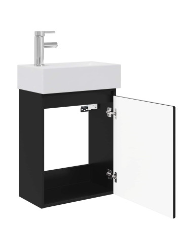 Mobile bagno con rubinetto Nero 45,5 x 22,5 x 84 cm