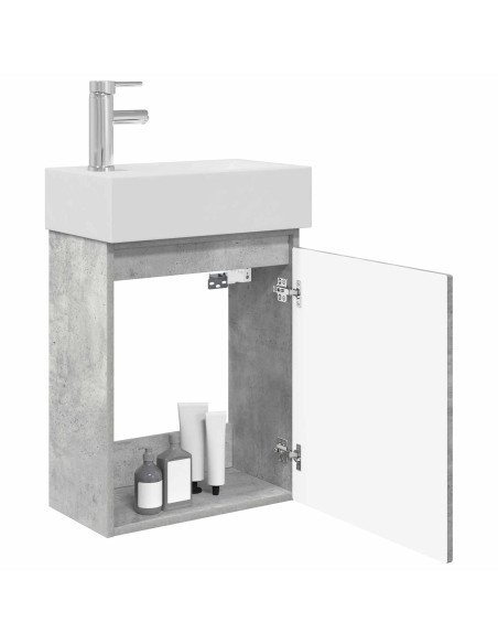 Mobile bagno con rubinetto Grigio Cemento 45,5 x 22,5 x 84 cm